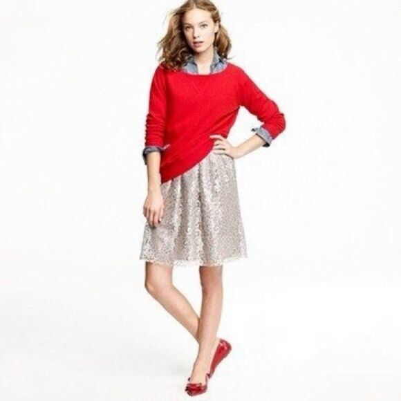 J. Crew Lace Skirt in Gold Metallic Holiday Size 2 - Picture 1 of 14